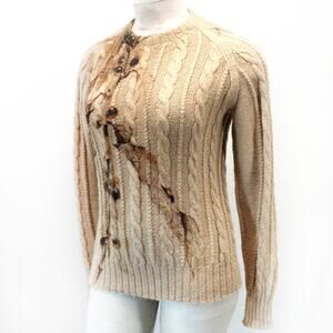 Pavo Real 100% Alpaca Peruvian Cable Knit Sweater Pullover Preppy Designer XL